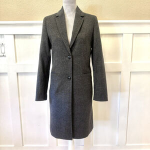 New Uniqlo Women Wool &Cashmere Coat Size:XS Extra Button Front Vent Plaid Gray